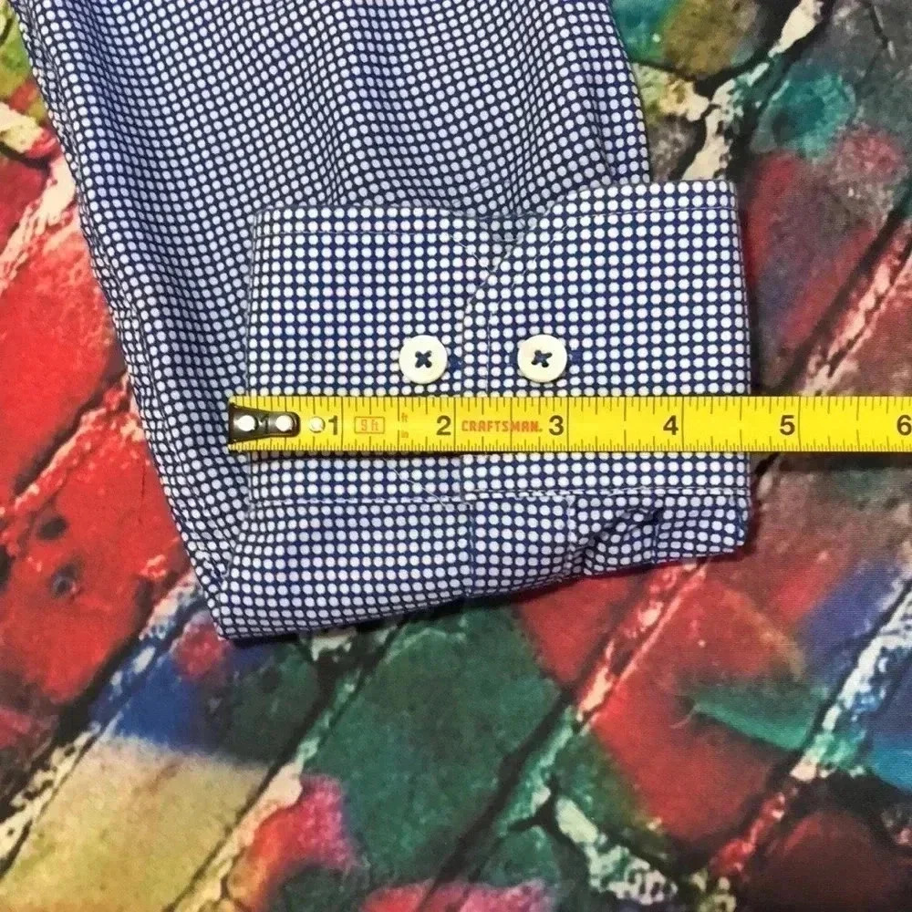 Bugatchi men’s dress shirt button up 17/34/35 blue and white - Picture 12 of 14